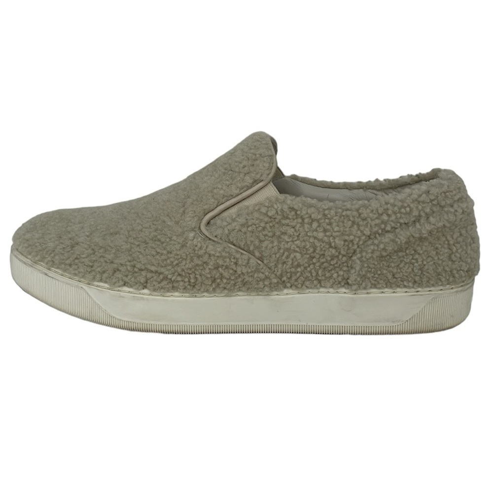 Moncler Shoes Flats Women's 6 Cream White Fuzzy Shearling Slip On Sneaker Italy - Picture 9 of 15